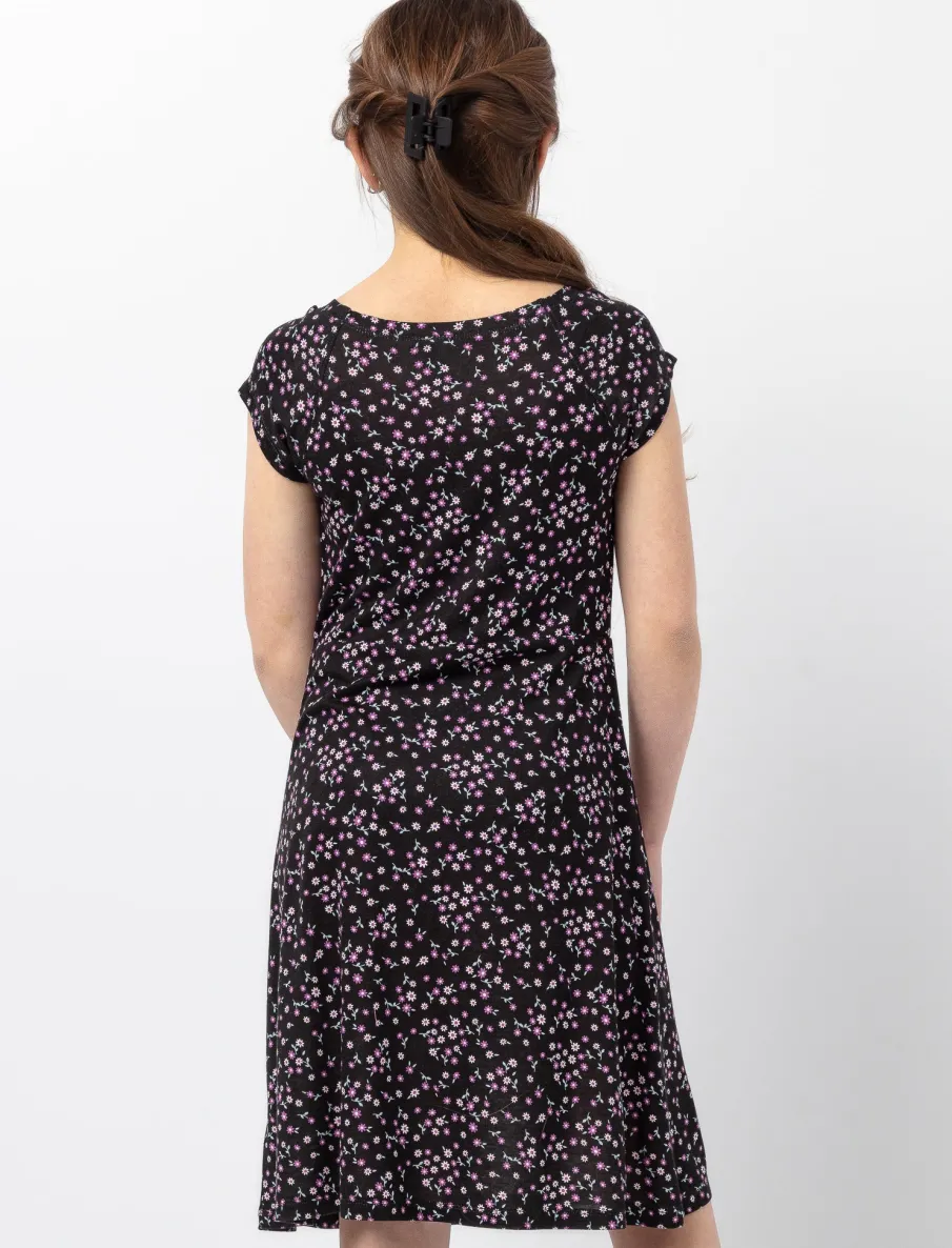 Flowing Floral Short-sleeved Dress