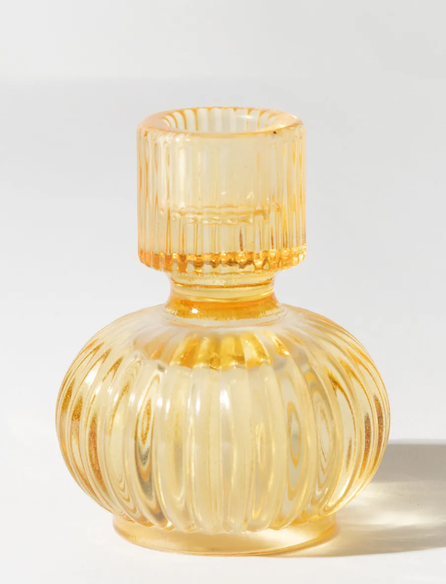 Fluted Glass Candle Holder