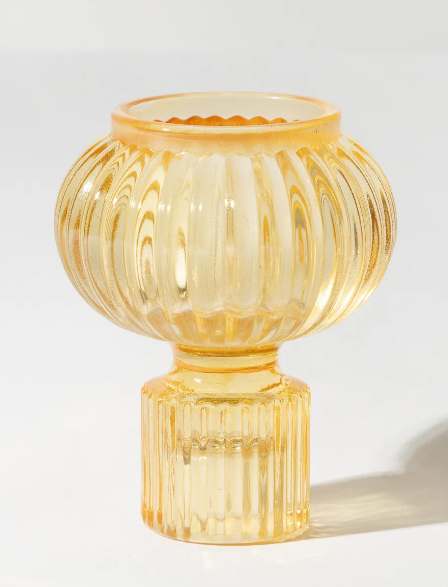 Fluted Glass Candle Holder