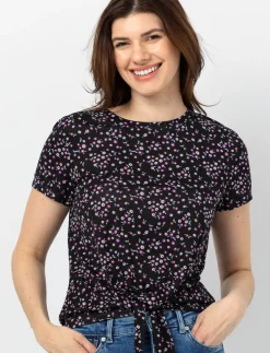 Front-tie Floral T-shirt