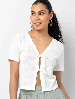 Front-tie Short-sleeve Top