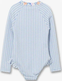 Gingham 1-piece Rash Guard Swimsuit - Little Girl