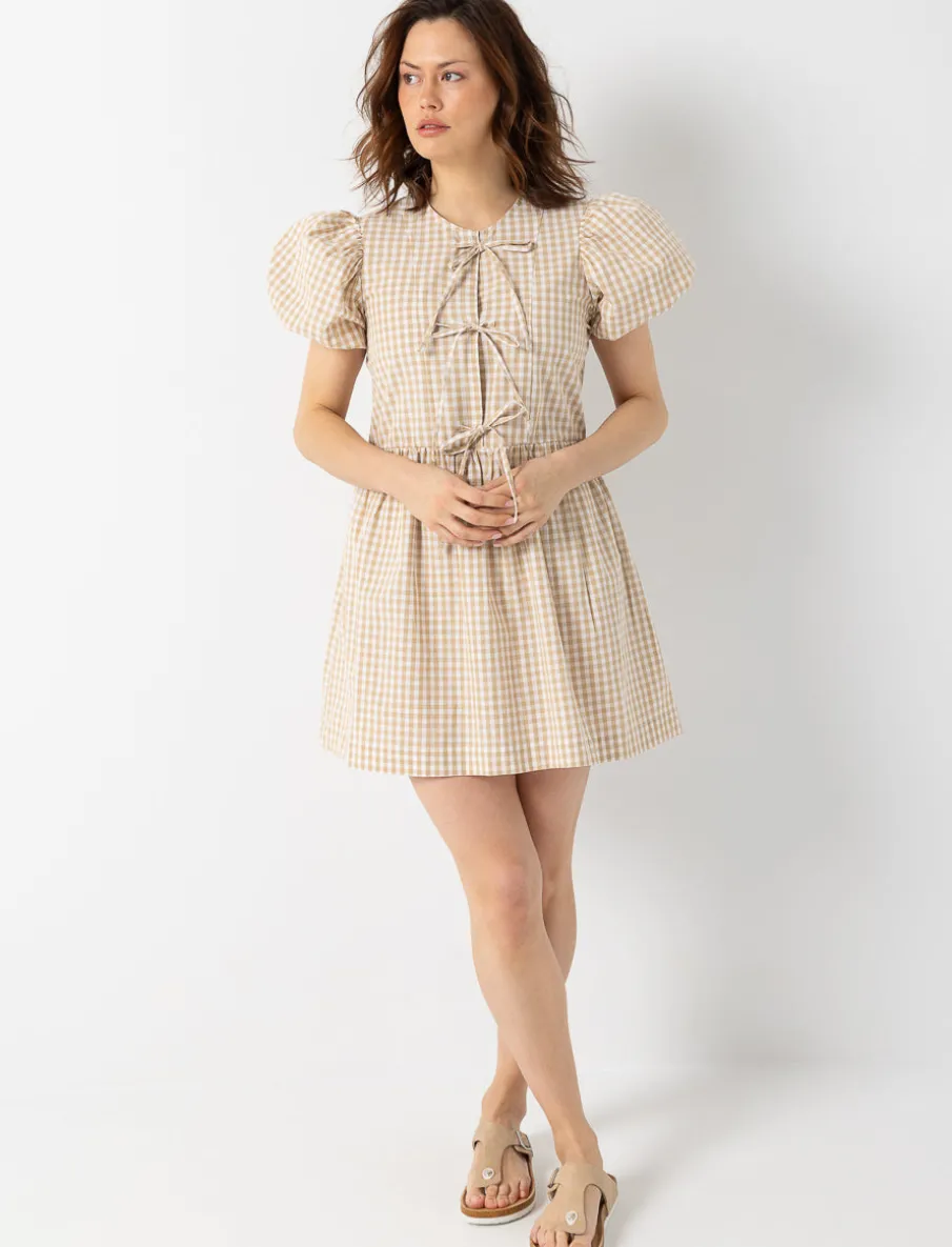Gingham Tie-front Dress