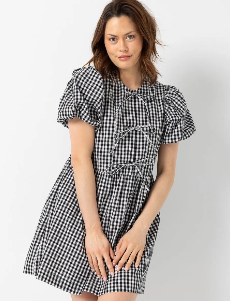 Gingham Tie-front Dress