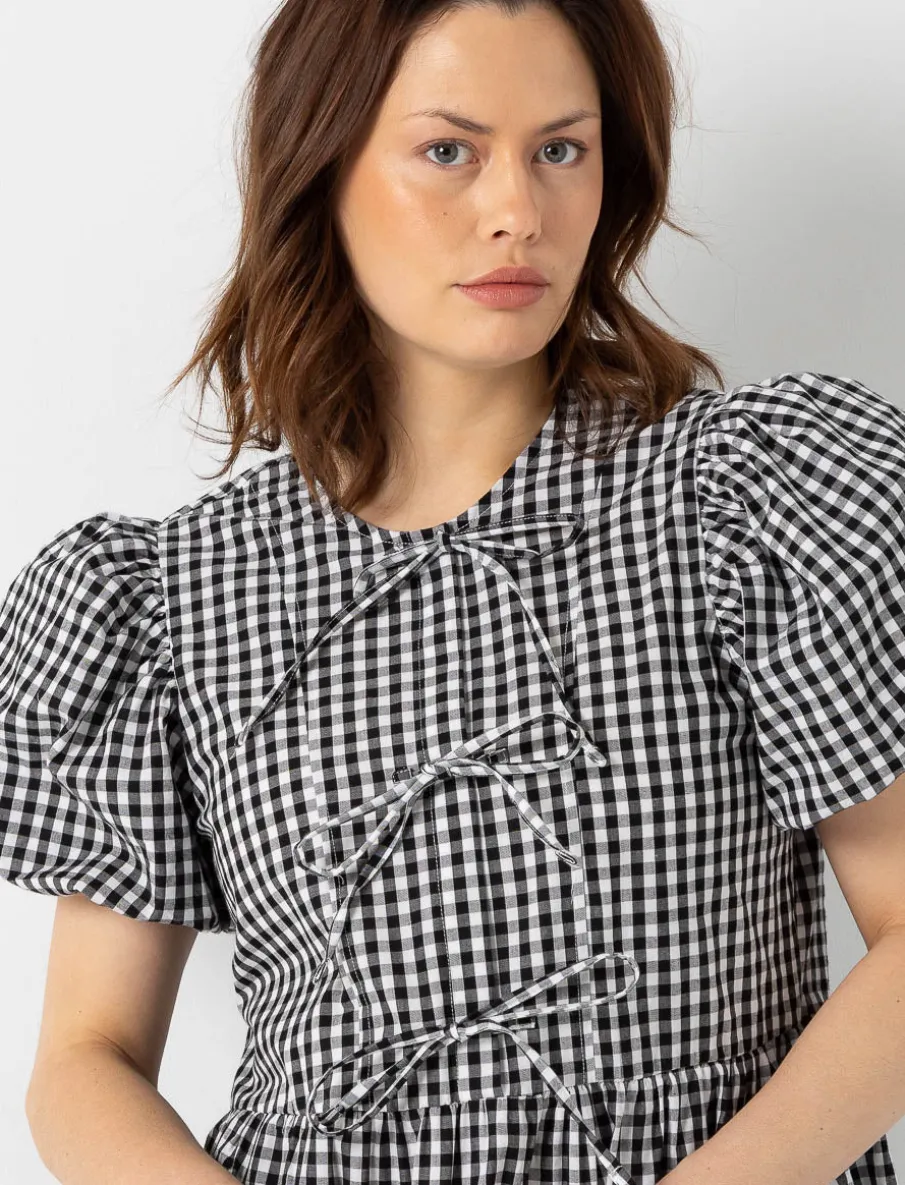 Gingham Tie-front Dress