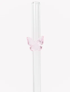 Glass Straw with Butterfly