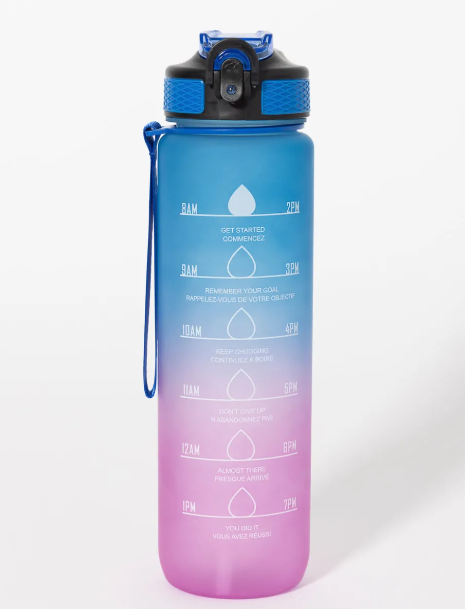 Gradient Water Bottle with Lid and Straw