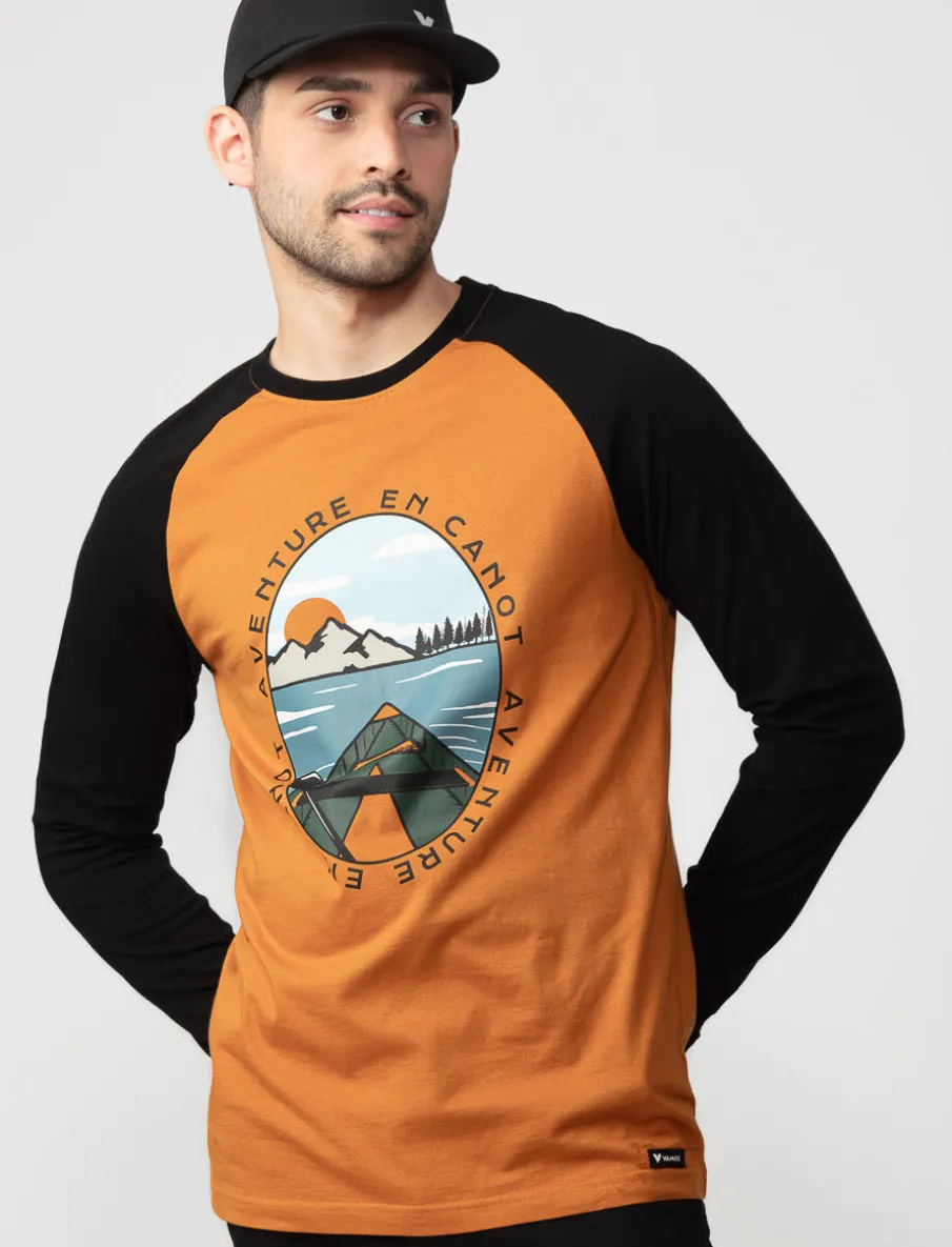 Graphic Contrasting-sleeve T-shirt