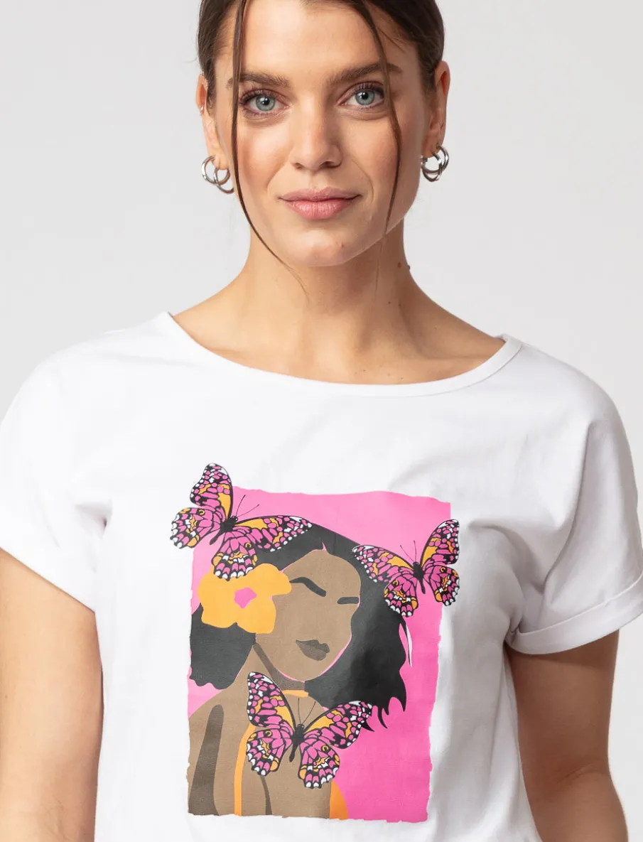 Graphic Dolman-sleeve T-shirt