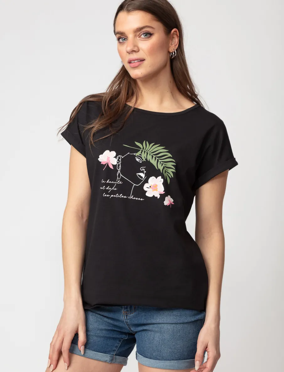Graphic Dolman-sleeve T-shirt