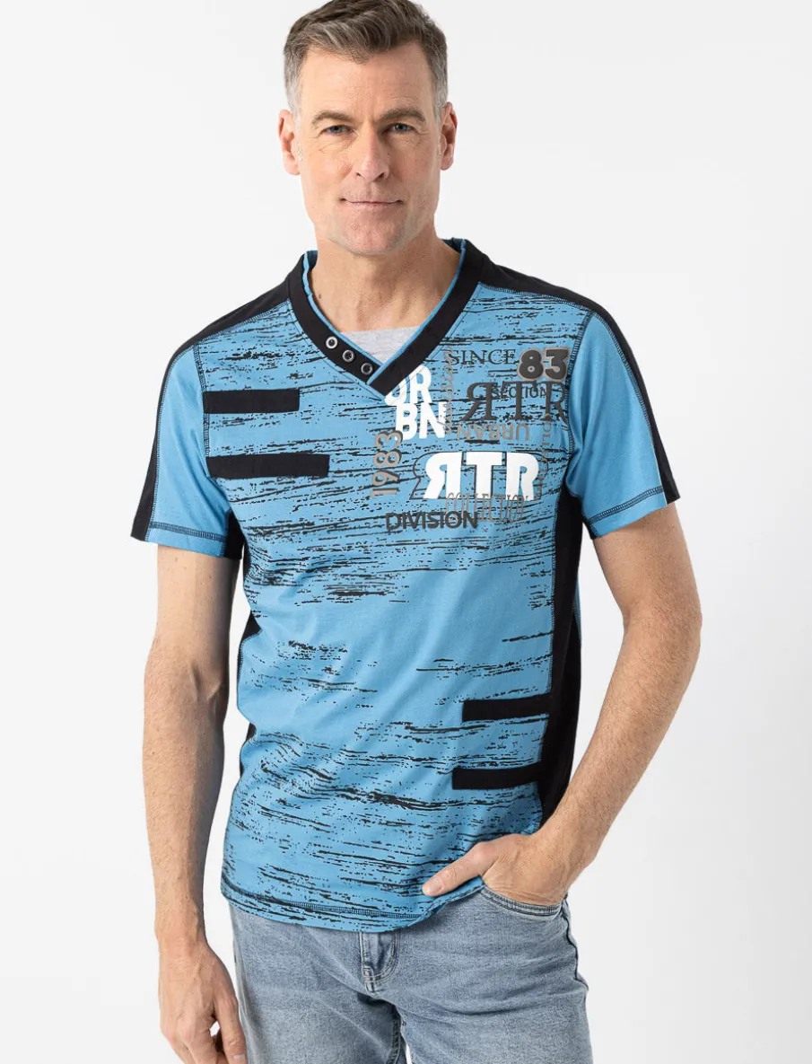 Graphic Henley Collar T-shirt