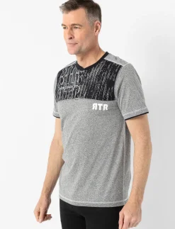 Graphic Henley Collar T-shirt