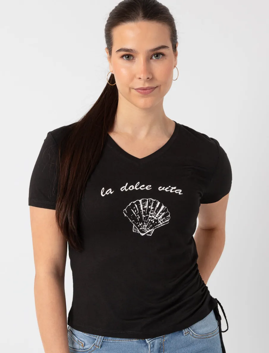 Graphic T-shirt with Adjustable Sides