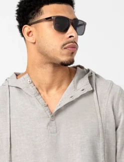 Half-button Hooded T-shirt