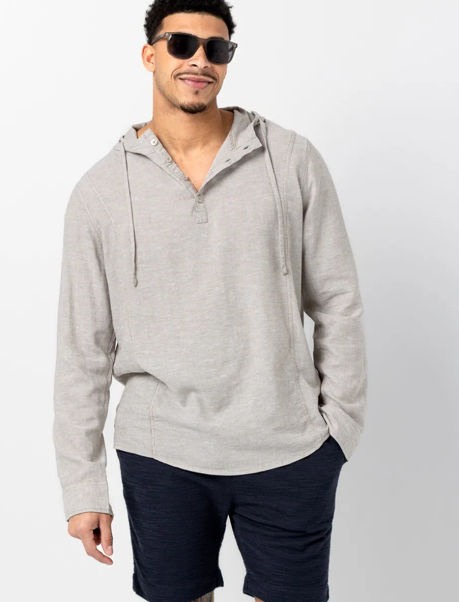 Half-button Hooded T-shirt