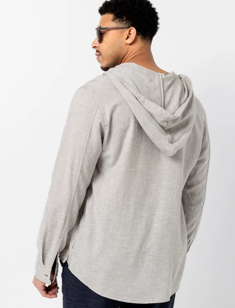 Half-button Hooded T-shirt
