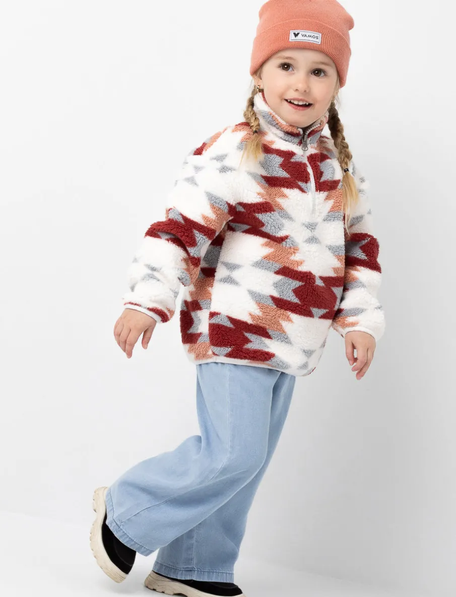 Half-zip Aztec Print Sherpa Pullover - Little Girl