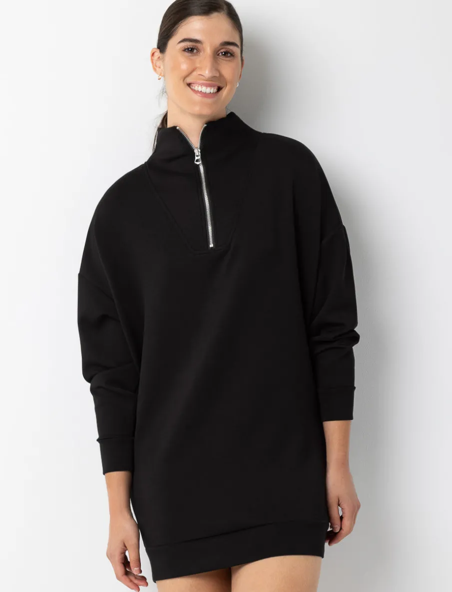 Half-zip Mock-neck Sweater Dress