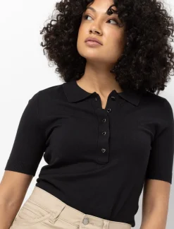 Heart Fine-knit Polo T-shirt