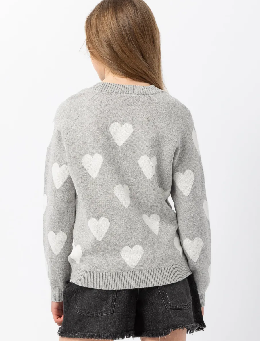 Heart Jacquard Knit Sweater