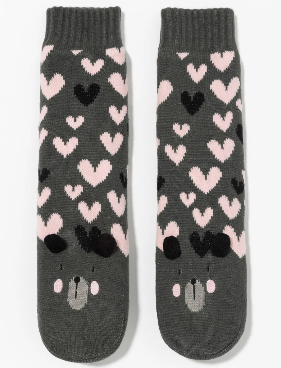 Heart Print Slipper Socks