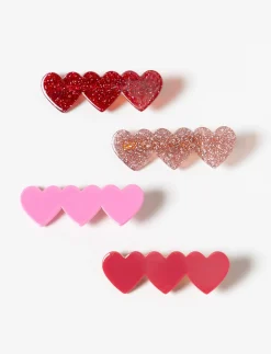 Heart-shaped Hair Clips - Pack of 4