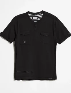 Henley Collar T-shirt with Chest Pocket