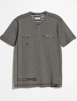 Henley Collar T-shirt with Chest Pocket