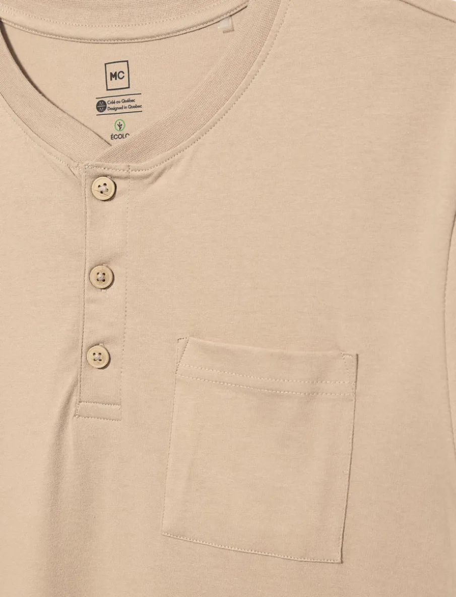 Henley Collar T-shirt with Chest Pocket