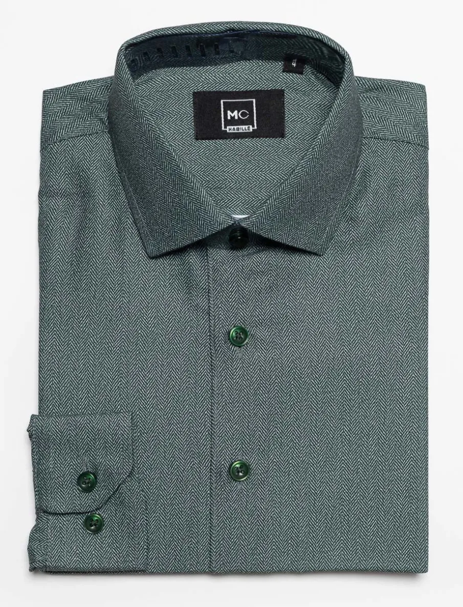 Herringbone Print Dress Shirt - Little Boy
