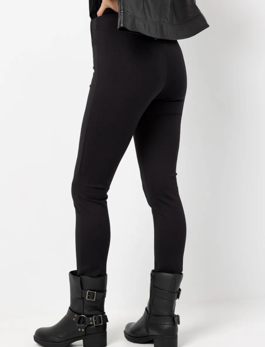 High-waisted Pants with Decorative Buttons