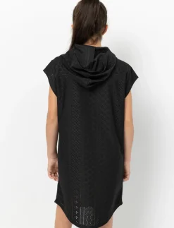 Hooded Eyelet Crochet Dress