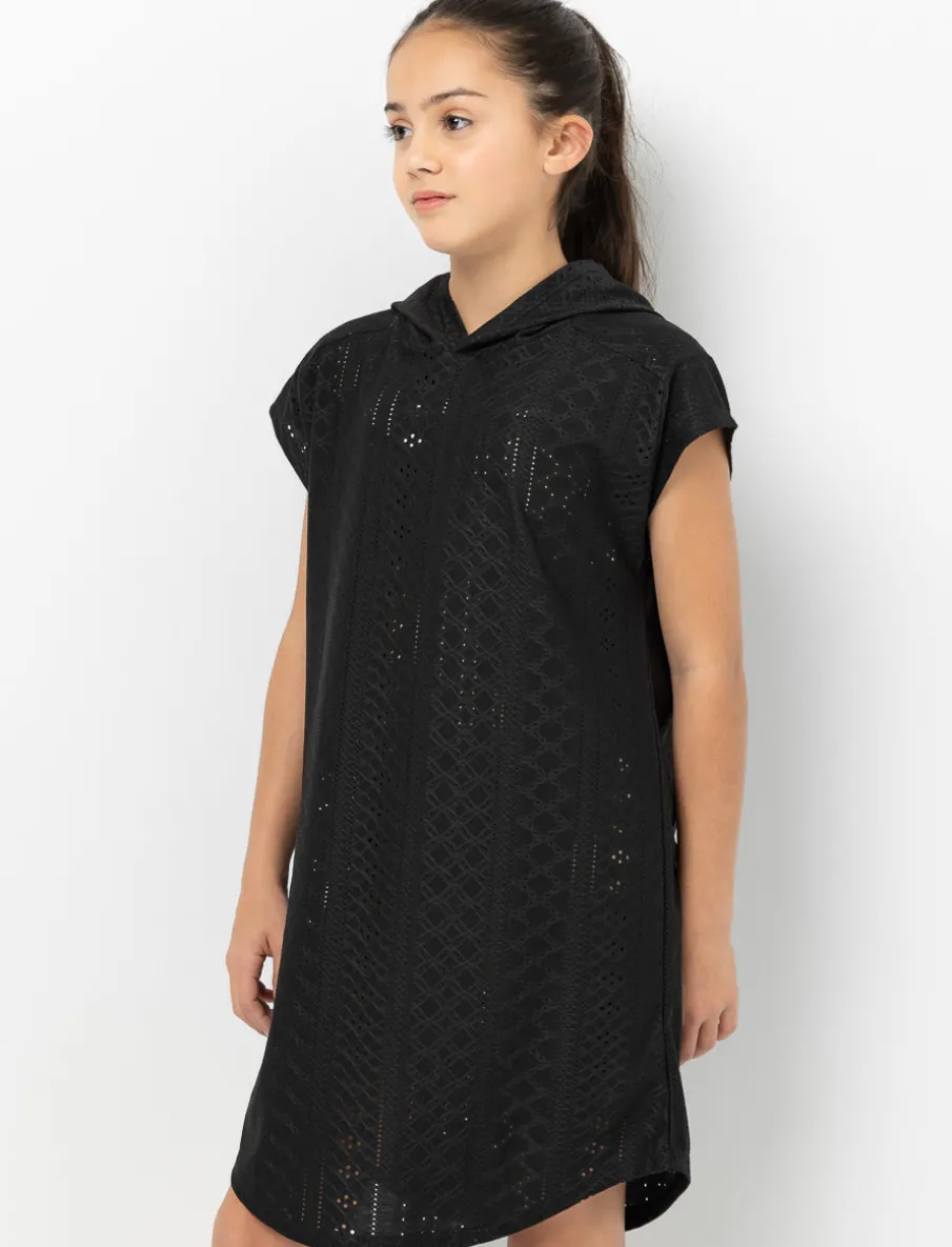 Hooded Eyelet Crochet Dress