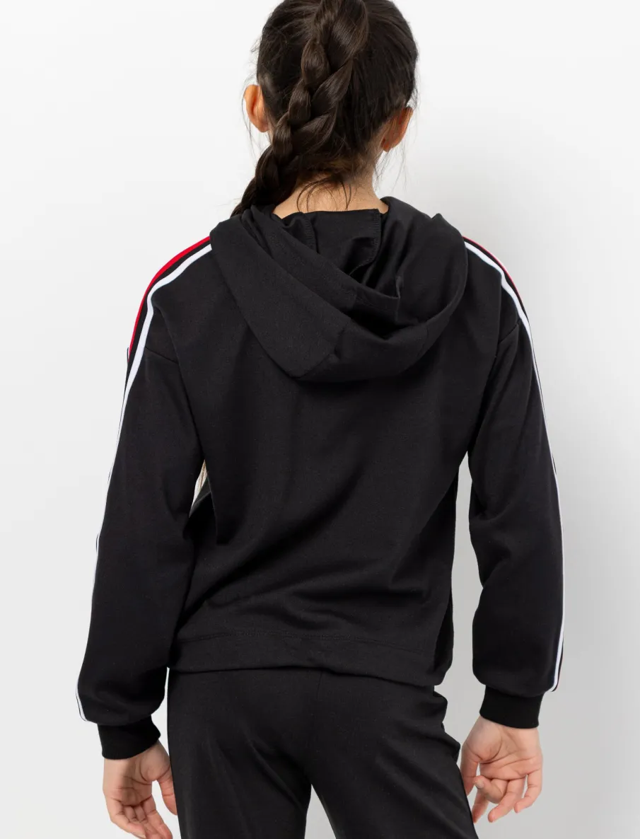Hooded Sweatshirt with Athletic Stripes