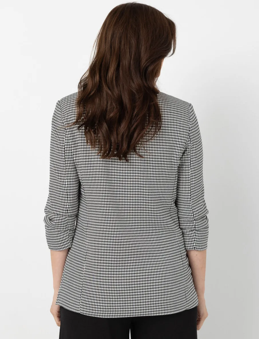 Houndstooth 3/4-sleeve Blazer