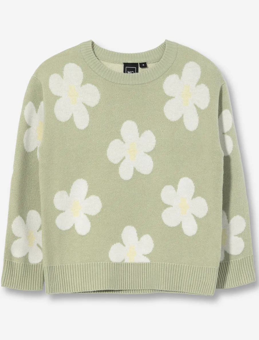 Knit Floral Sweater - Little Girl