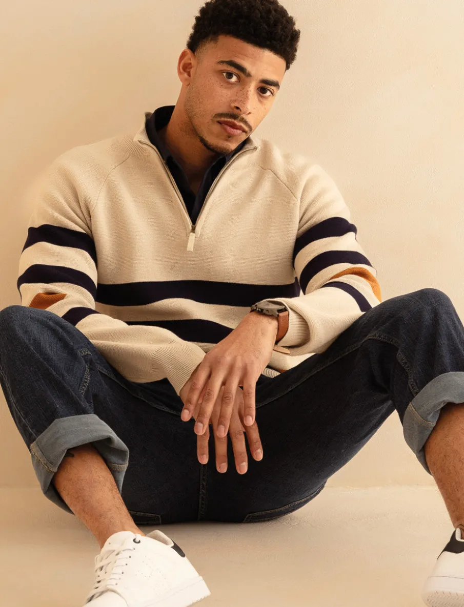 Knit Half-zip Mock-neck Sweater