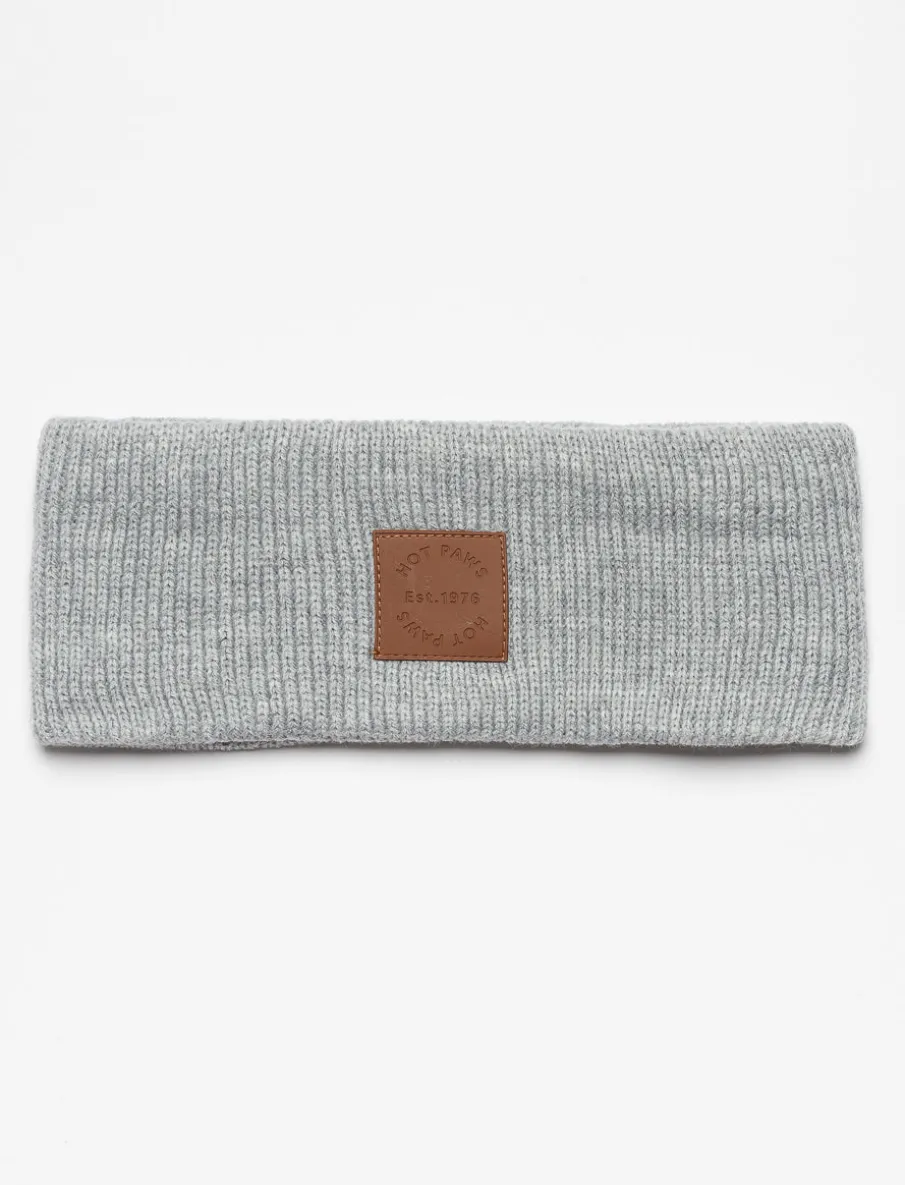 Knit Headband with Leather Patch