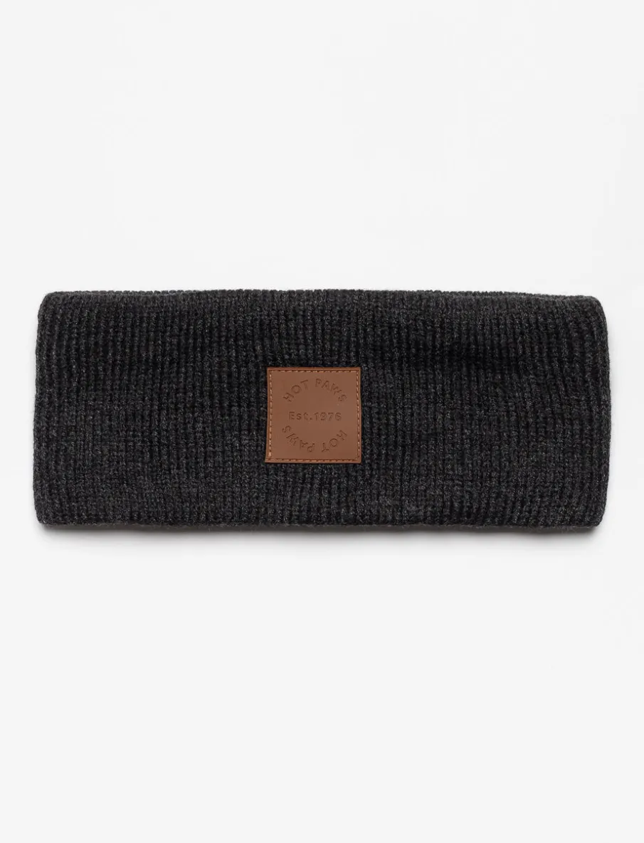 Knit Headband with Leather Patch