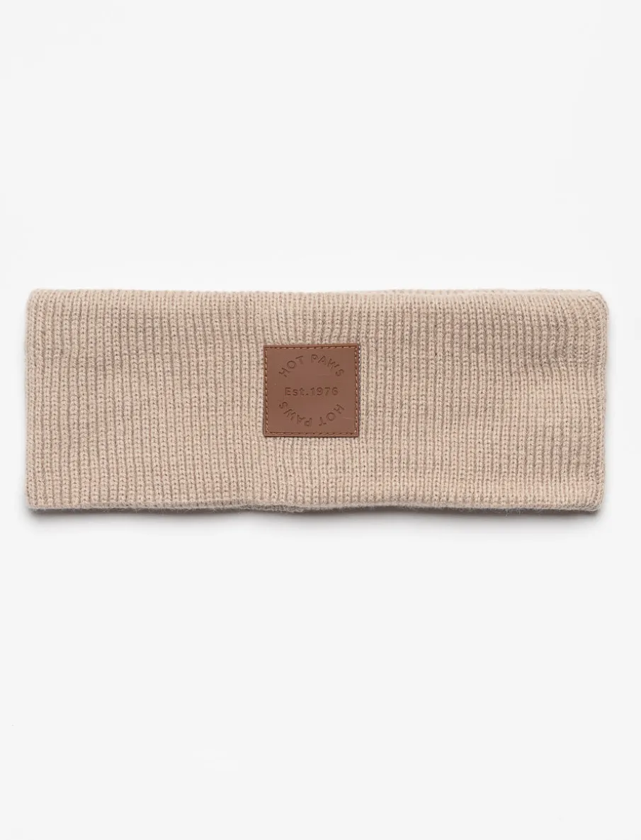 Knit Headband with Leather Patch