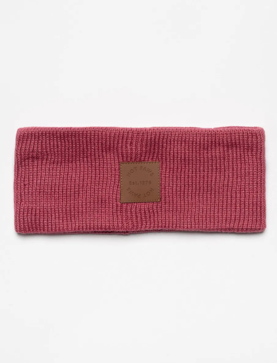 Knit Headband with Leather Patch