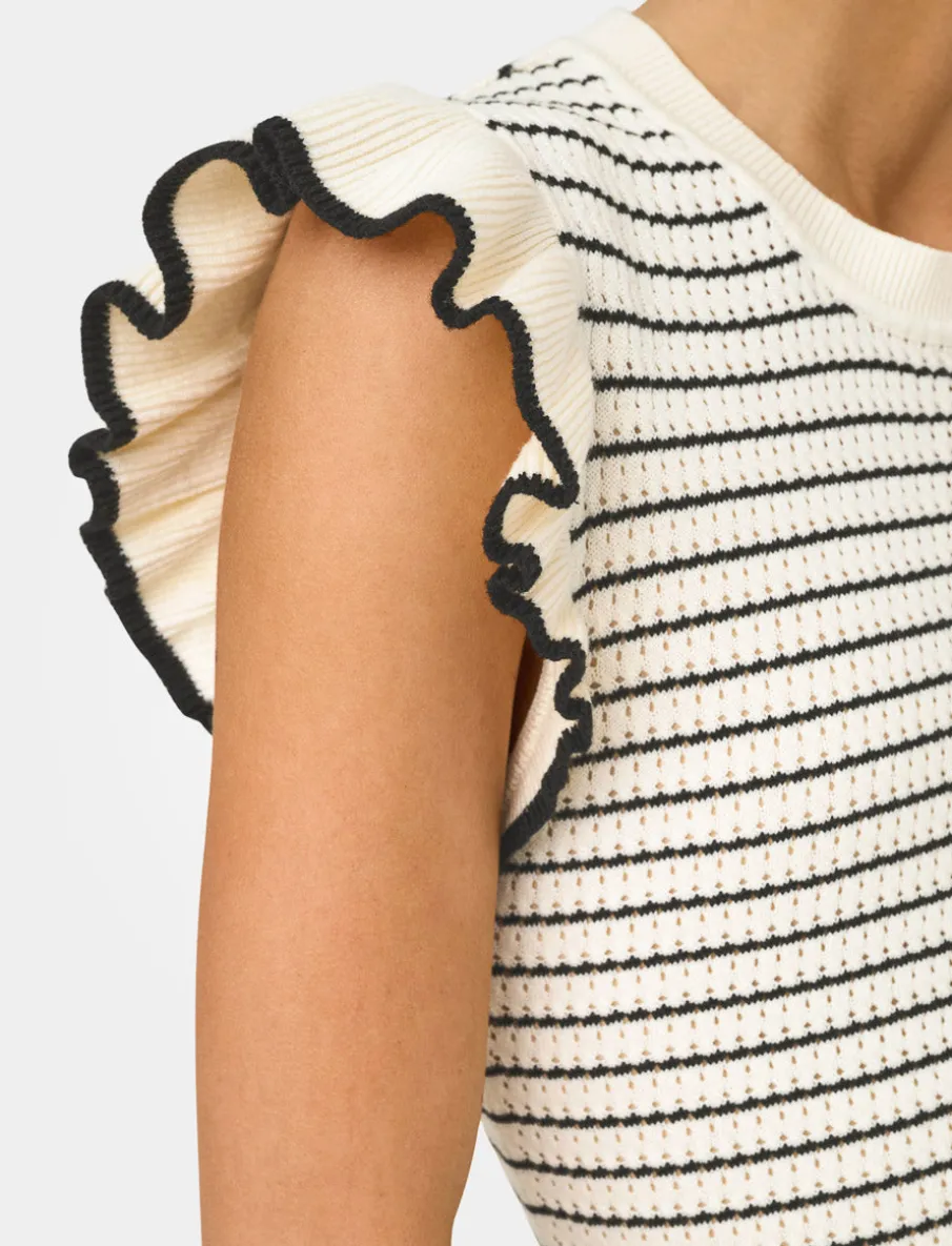 Knit T-Shirt with Ruffle Sleeves