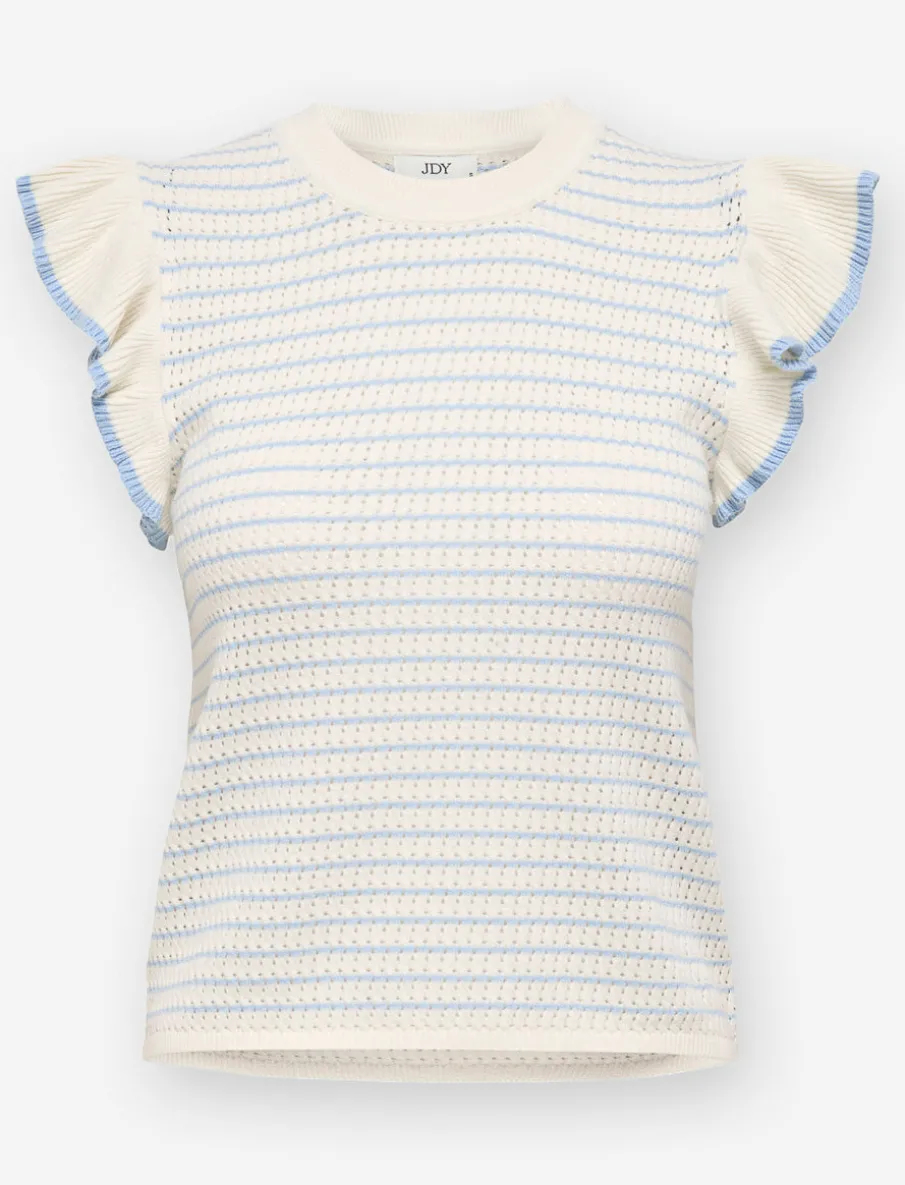 Knit T-Shirt with Ruffle Sleeves
