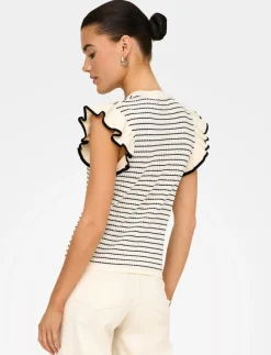 Knit T-Shirt with Ruffle Sleeves