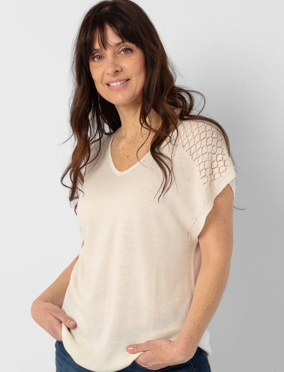 Knit V-neck T-shirt