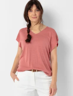 Knit V-neck T-shirt