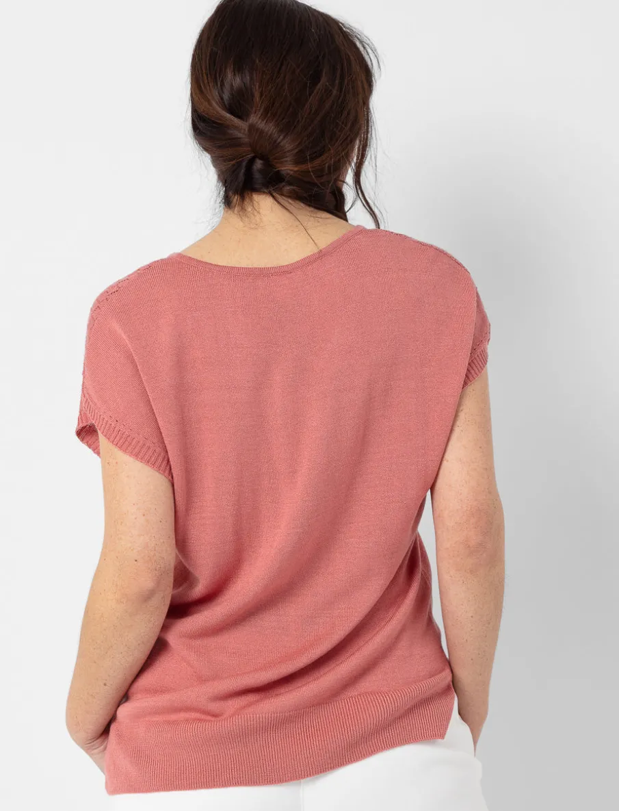 Knit V-neck T-shirt