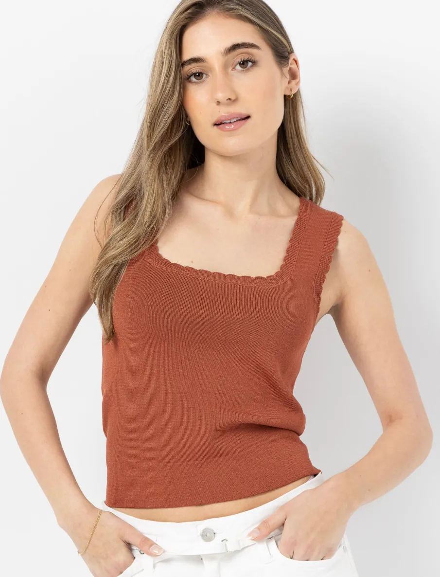 Knit Wide-strap Tank Top