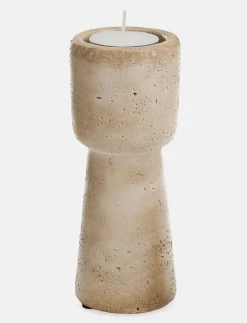 Large Travertine-look Candle Holder