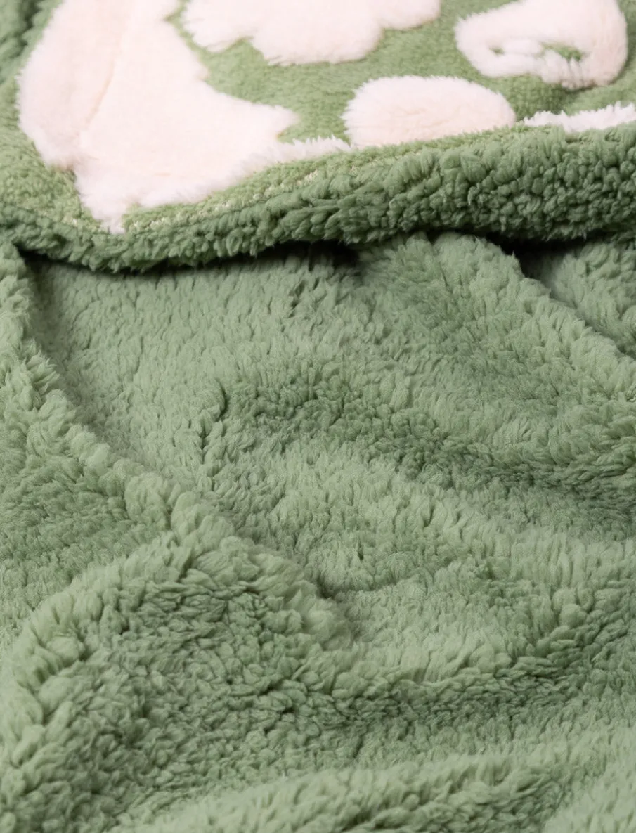 Leaf Print Jacquard Sherpa Throw